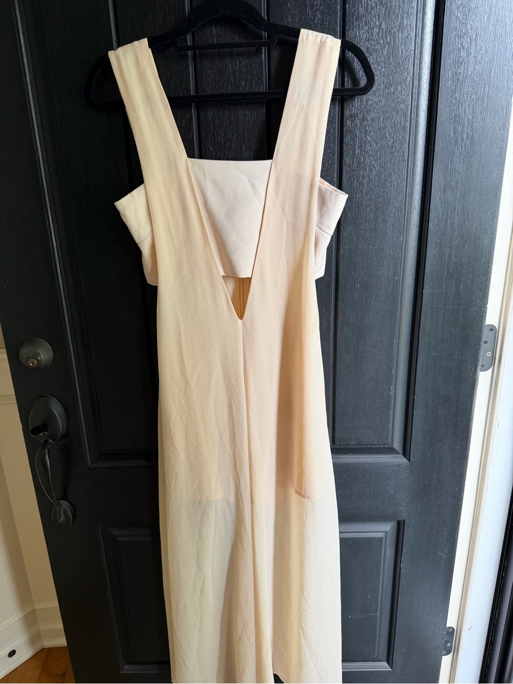 English Factory Pale Cream Backless V-Neck Midi Dress